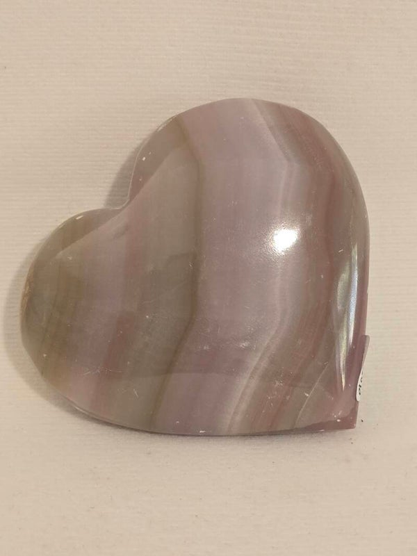 Pink Banded Calcite Heart F107A