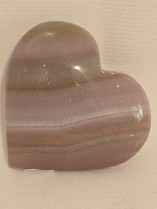Pink Banded Calcite Heart F107B