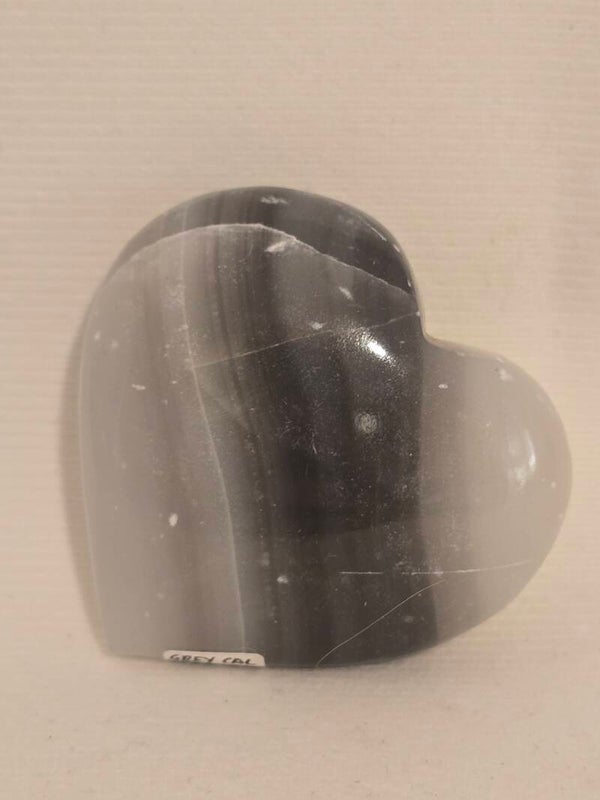 Grey Banded Calcite Heart F106A