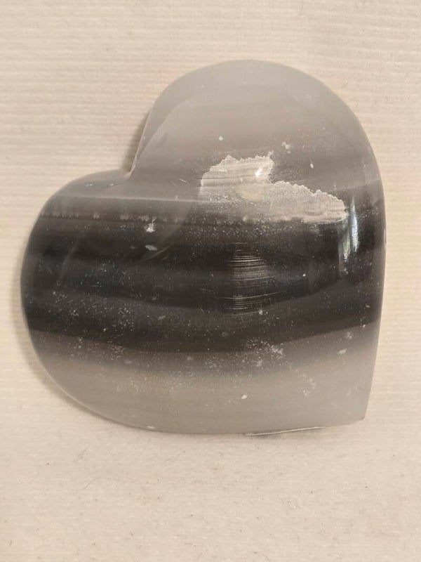 Grey Banded Calcite Heart F106C