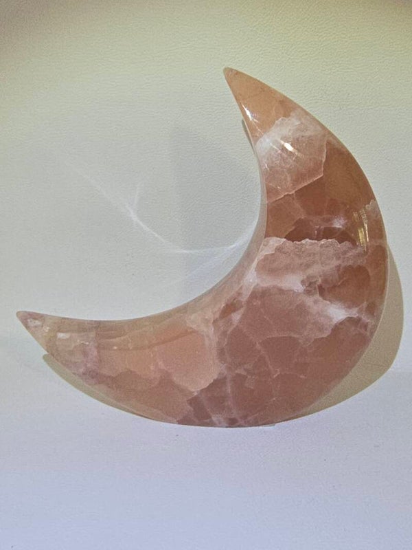 Rose Calcite Freestanding Moon F92