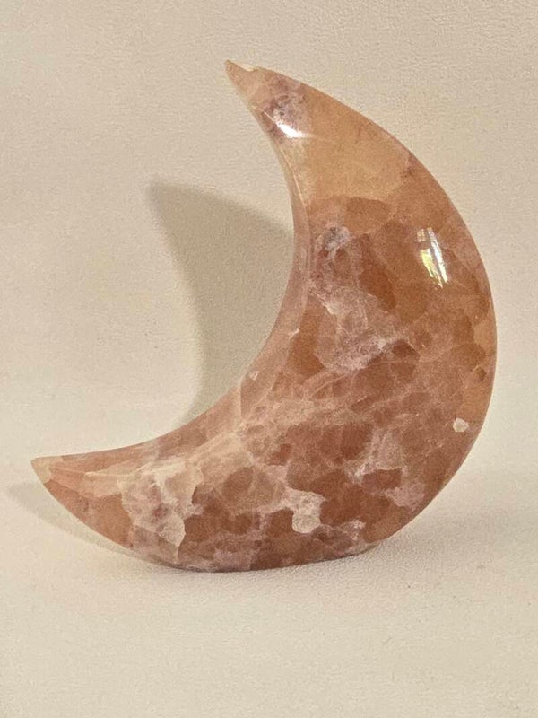 Rose Calcite Freestanding Moon F92A