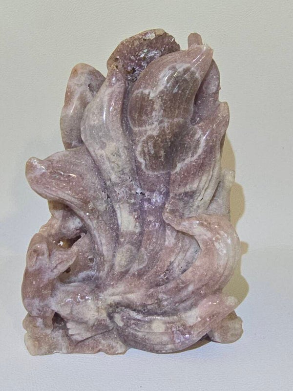 Pink Amethyst 9Tails Fox Carving Z578