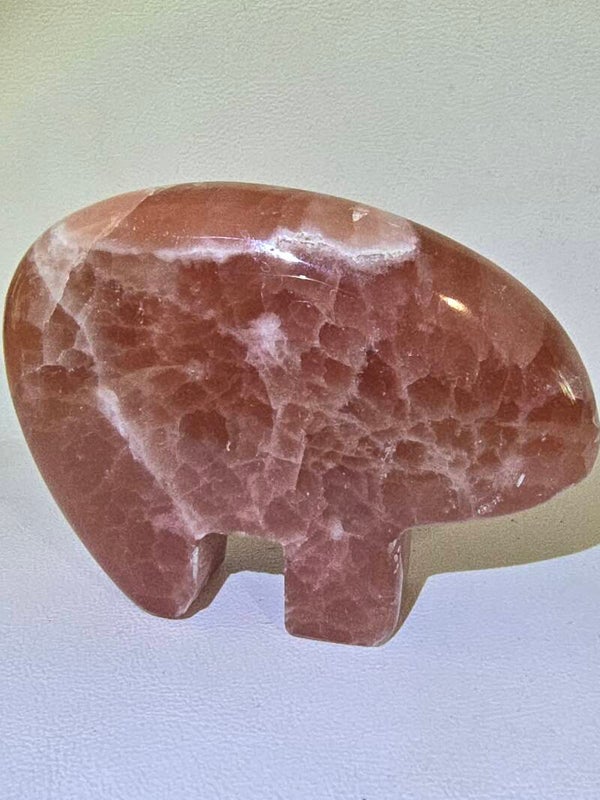 Rose Calcite Zuni Bear F90B