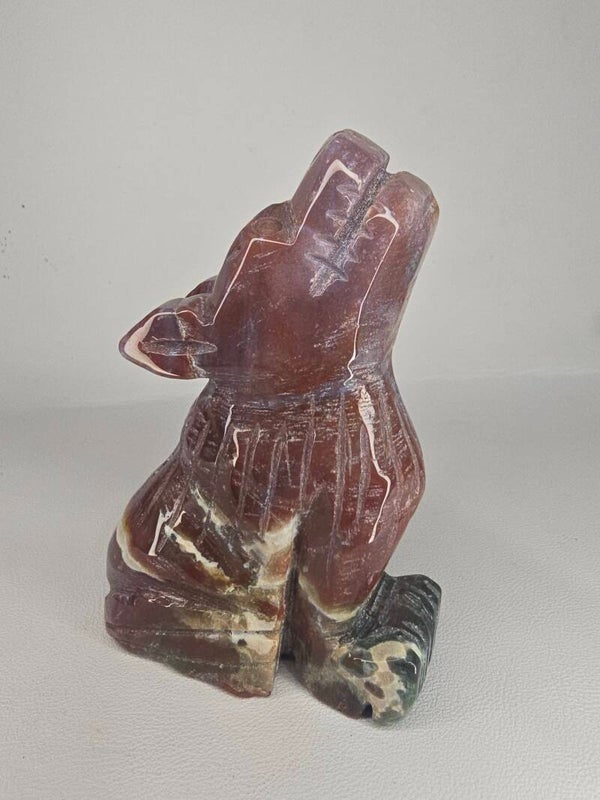 Ocean Jasper Wolf Carving Z931