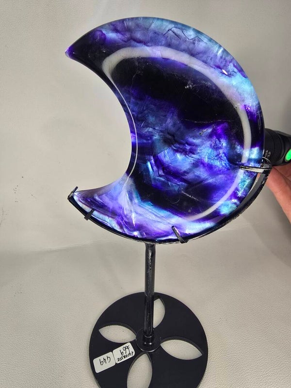 Fluorite Moon on Custom Stand G49