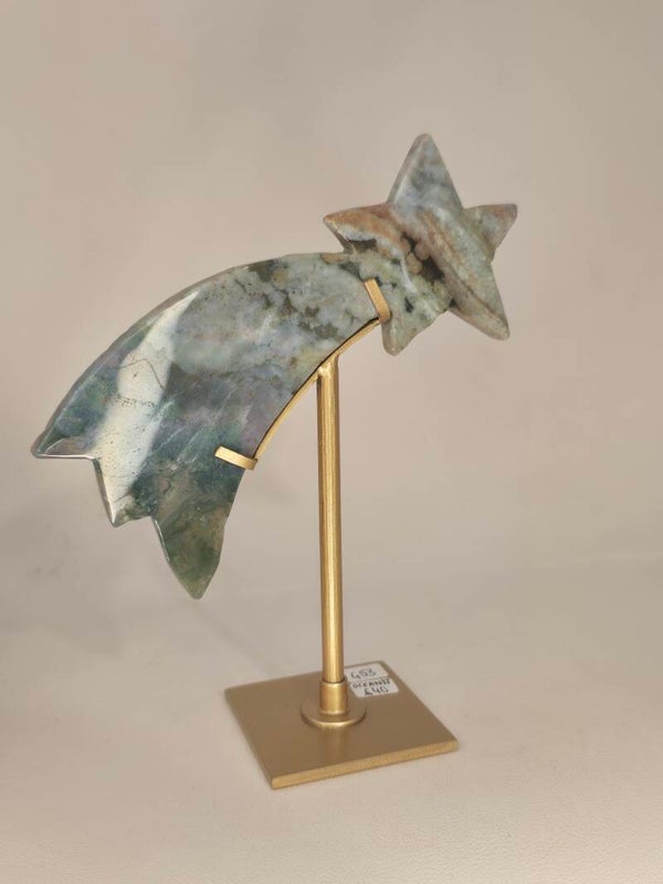 Ocean Jasper Shooting Star on Custom Stand G53