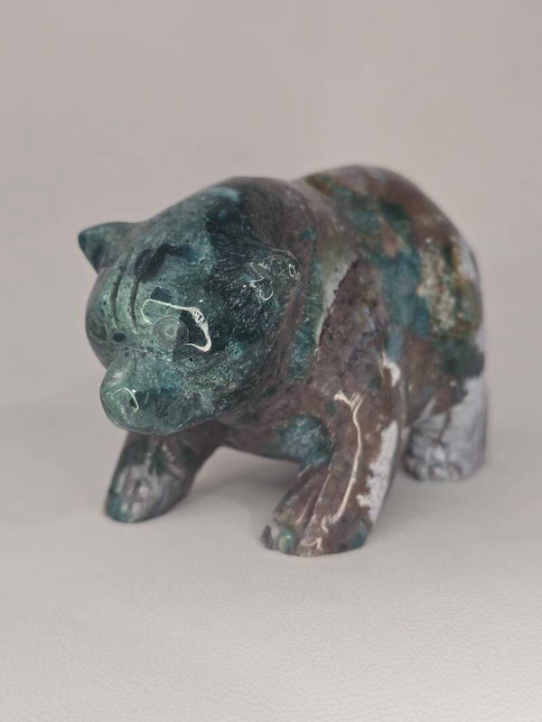 Ocean Jasper Bear Carving 471g Z34