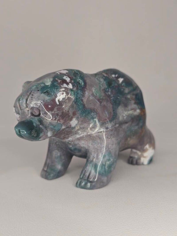 Ocean Jasper Bear Carving 282g Z36