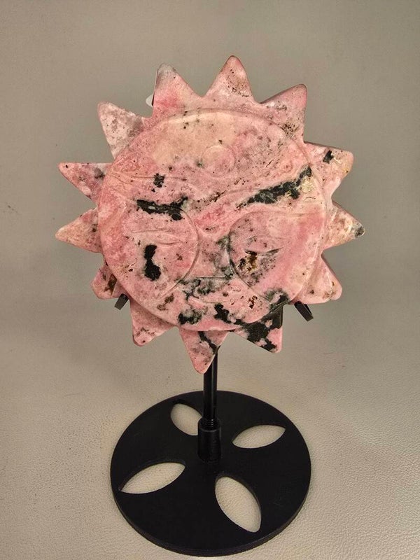 Peruvian Rhodonite Sun on Stand Z115