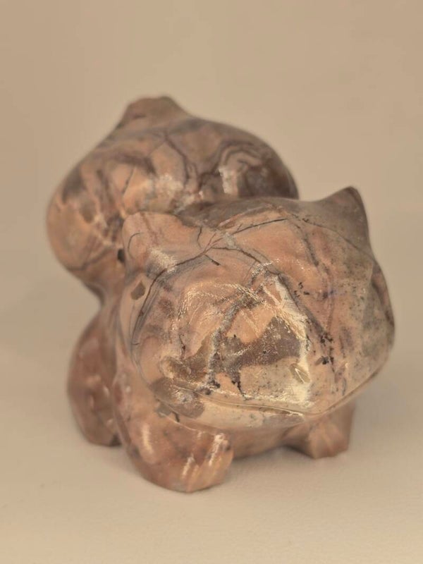 Pink Picture Jasper Bulbasaur Carving R709