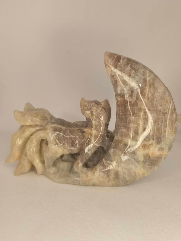 Moonstone 9 Tails Carving Z226