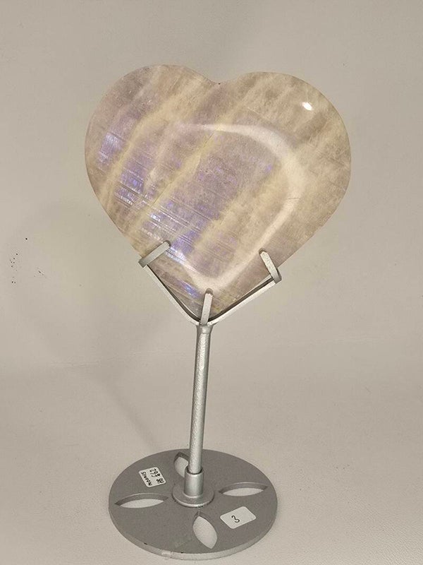 Moonstone Heart on Custom Stand H8