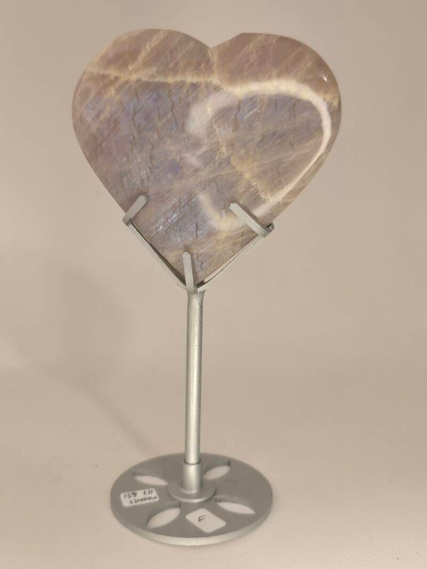 Moonstone Heart on Custom Stand H7