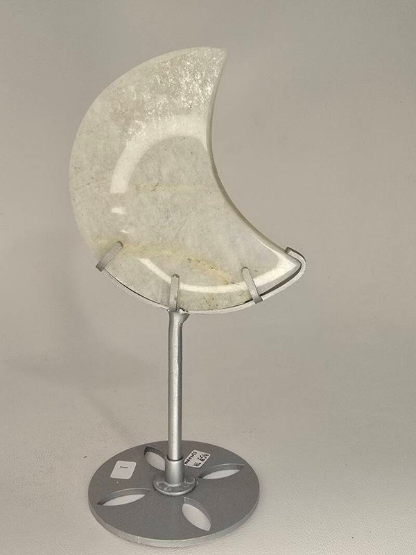White Moonstone Moon on Custom Stand H6