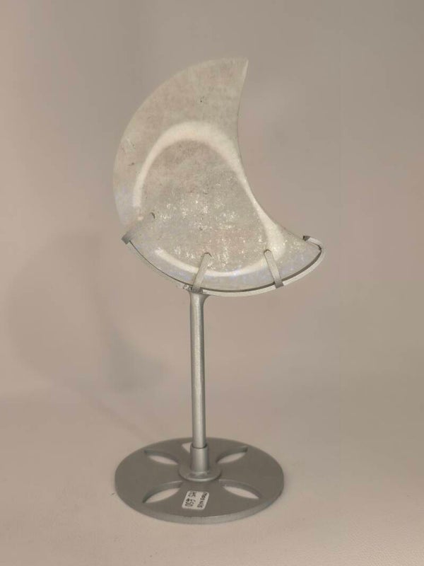 White Moonstone Moon on Custom Stand H5