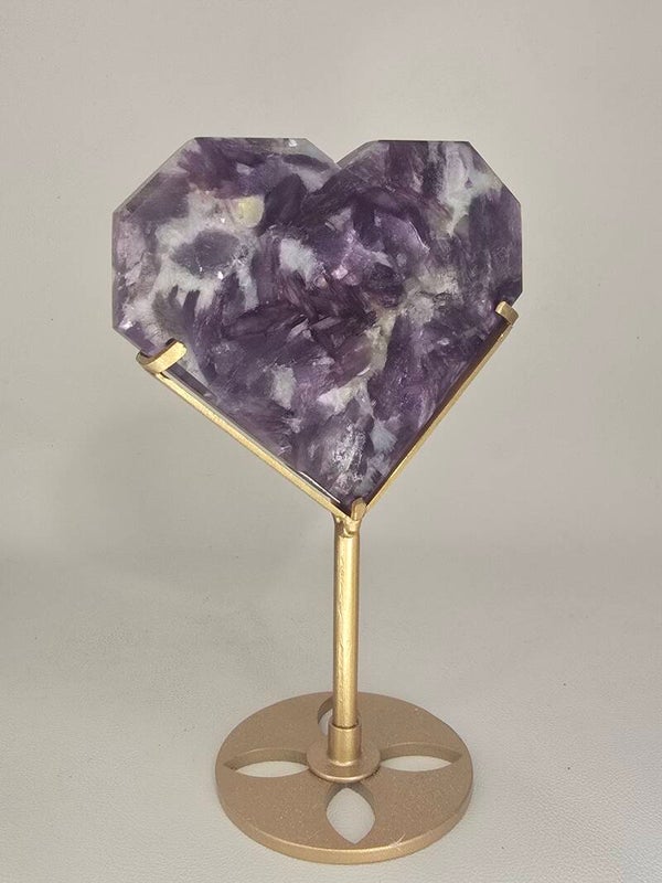 Lepidolite & Mica Heart on Custom Stand R670