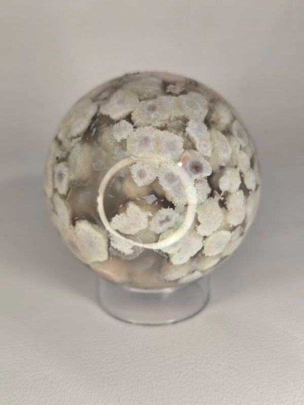 Green Flower Agate Sphere 222g Z475A