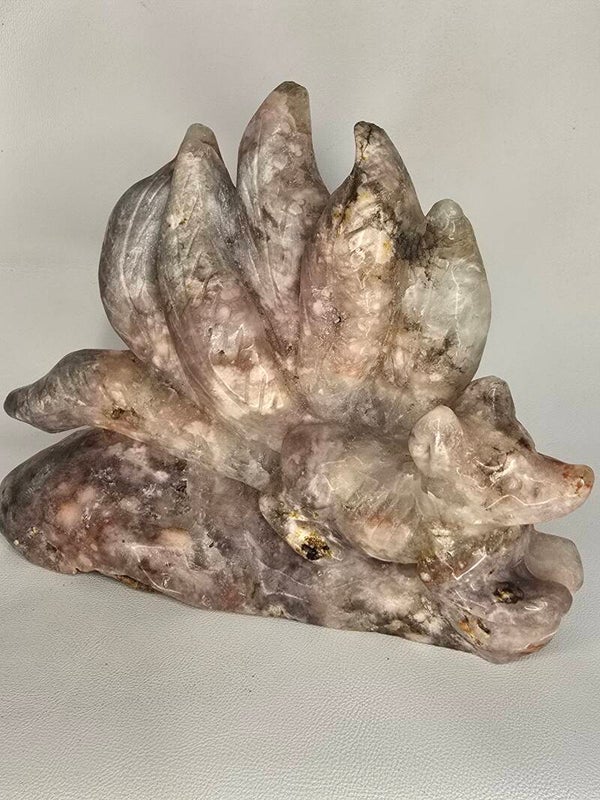 Pink Amethyst 9Tails Fox Carving 1200g Z250