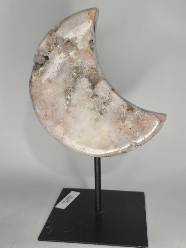 Pink Amethyst Moon with custom stand LW27