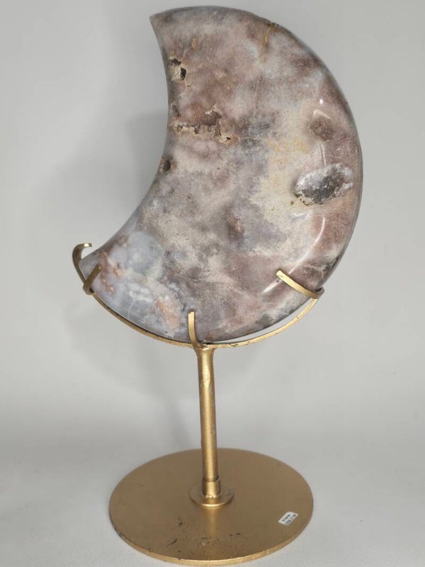 Pink Amethyst Moon with custom stand Z986