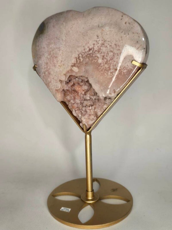 Pink Amethyst Heart on Custom Stand R571