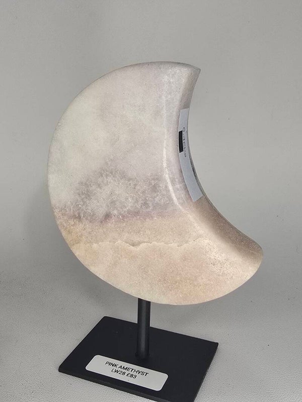 Pink Amethyst Moon with custom stand LW28