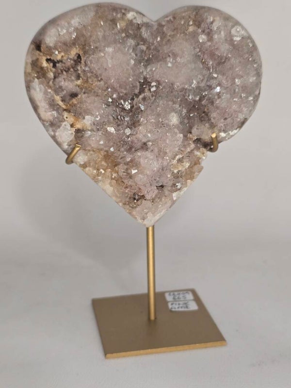 Pink Amethyst Heart on Custom Stand LW109