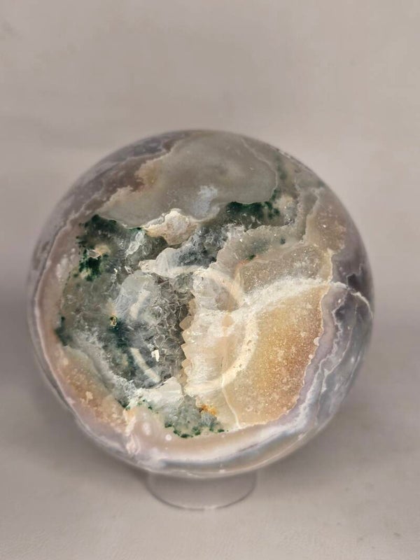 Pink Amethyst Moss & Agate Sphere 1034g M52