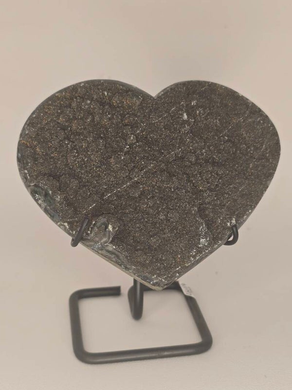 Sugary Black Amethyst Heart on Custom Stand LW114