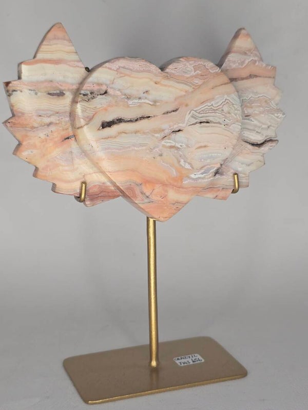 Indonesian Crazy Lace Heart With Wings On Stand JI43