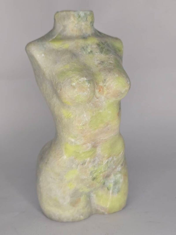 Lemon Jade & Calcite Goddess Carving 793g Z252
