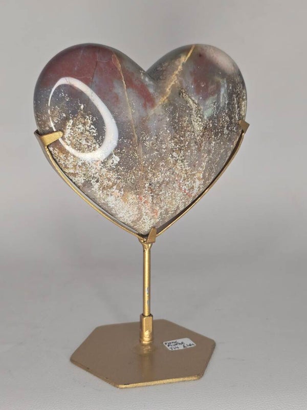 Indonesian Pink Plume Heart In Stand JI4