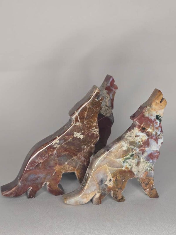 Indonesian Jasper Wolf Carvings JI46