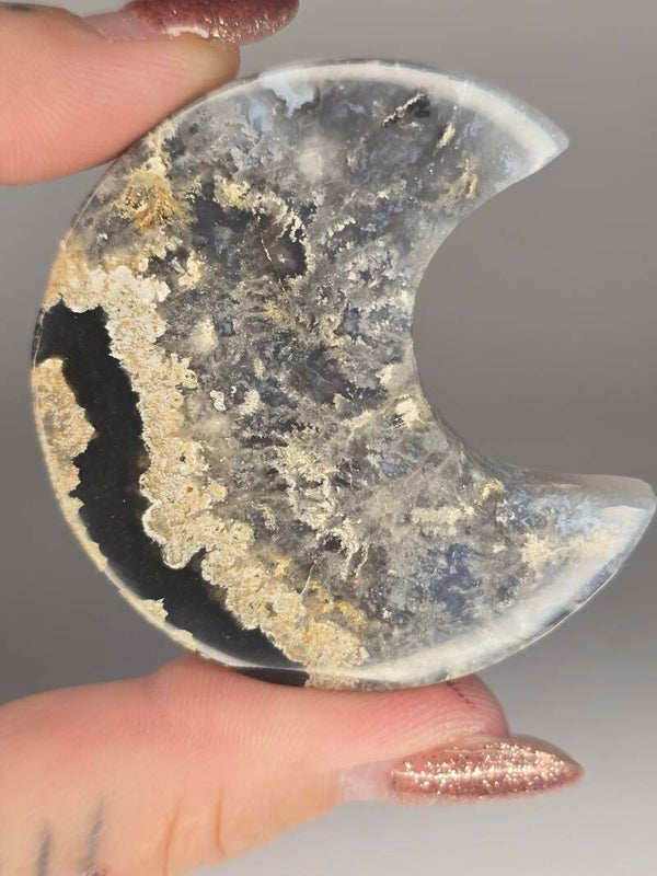 Indonesian Plume Agate Moon JI44C