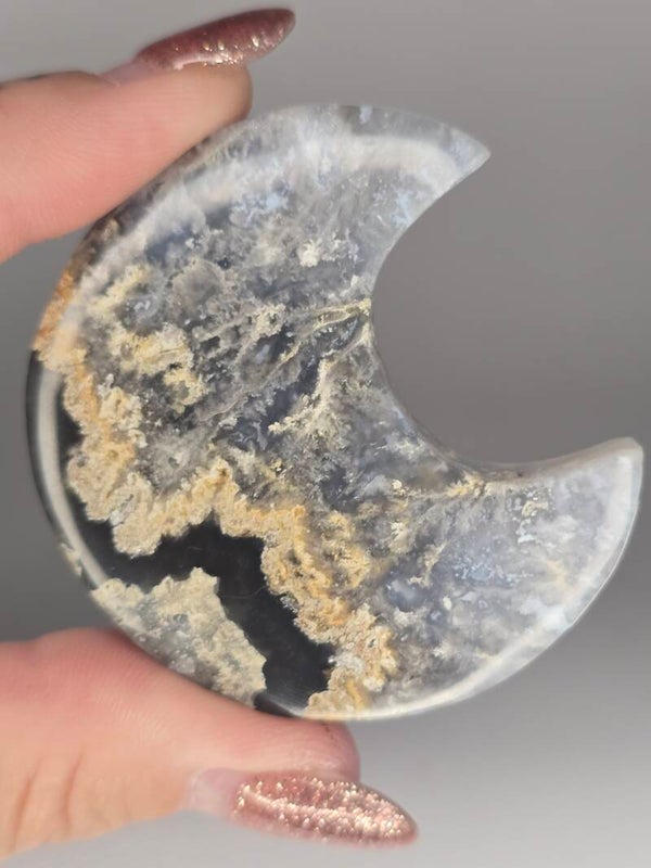 Indonesian Plume Agate Moon JI44A