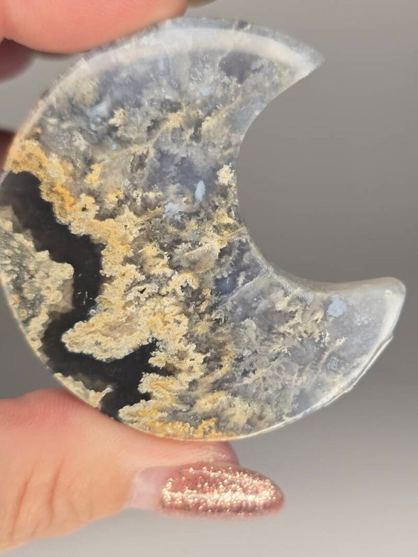 Indonesian Plume Agate Moon JI44B
