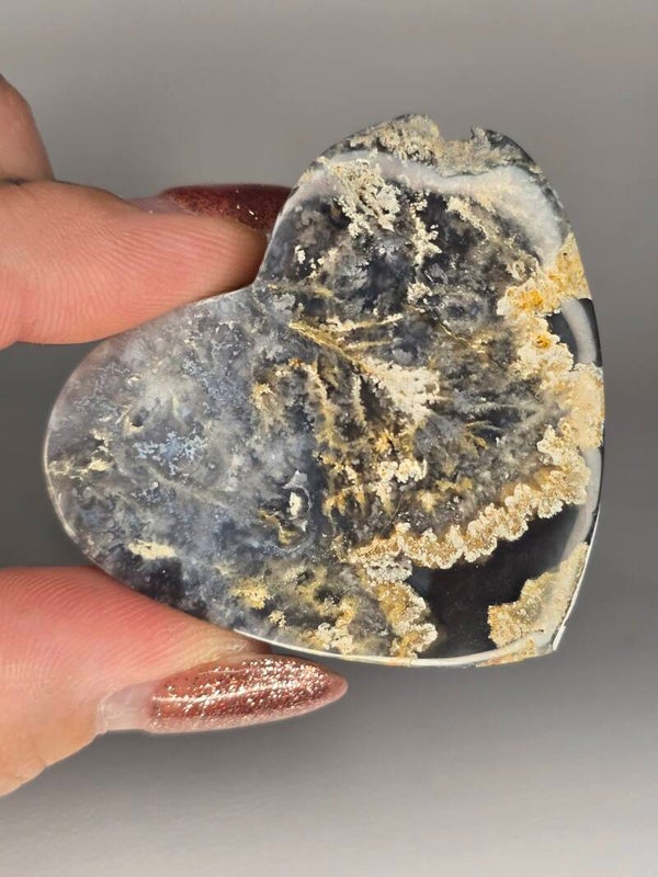 Indonesian Plume Agate Heart JI44C