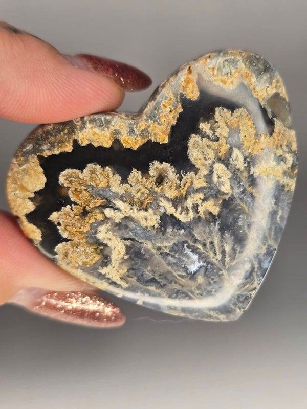 Indonesian Plume Agate Heart JI44A