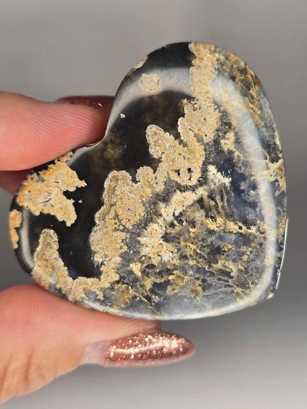Indonesian Plume Agate Heart JI44C