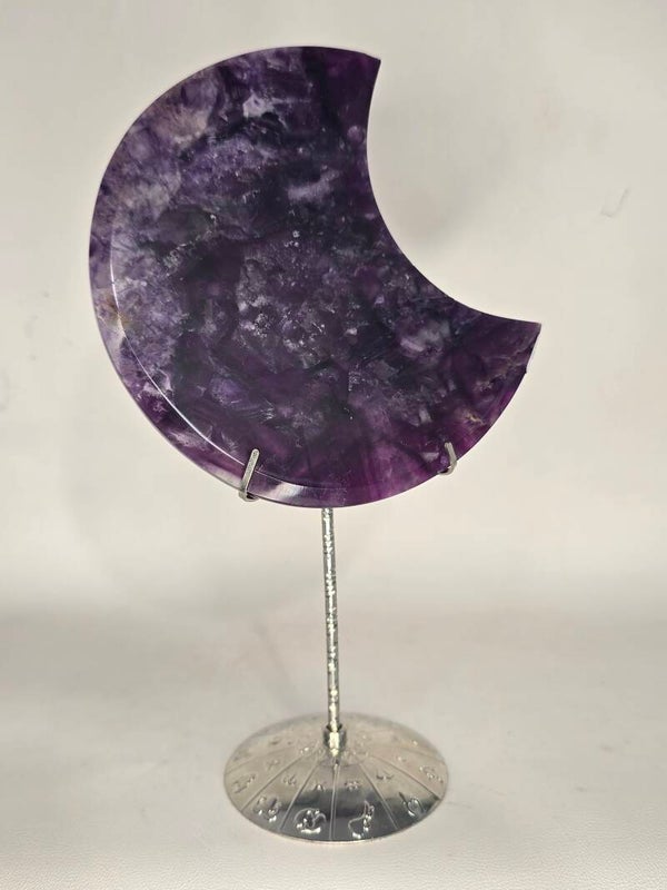 Purple Fluorite Moon On Stand Z301