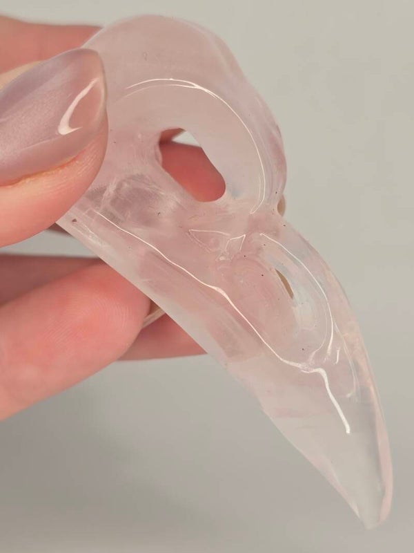 Rose Quartz Raven Skull OL196