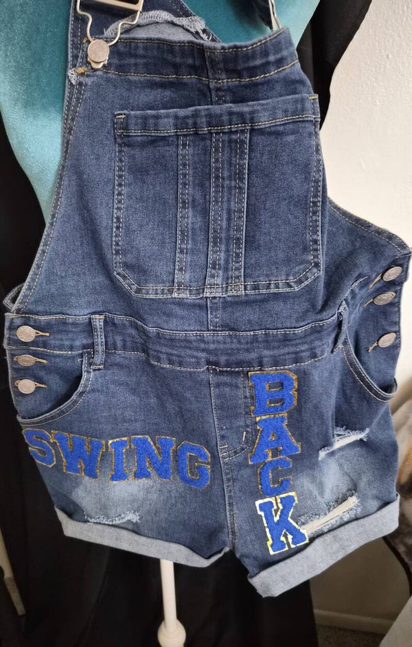 Romper shorts with patchwork Denim