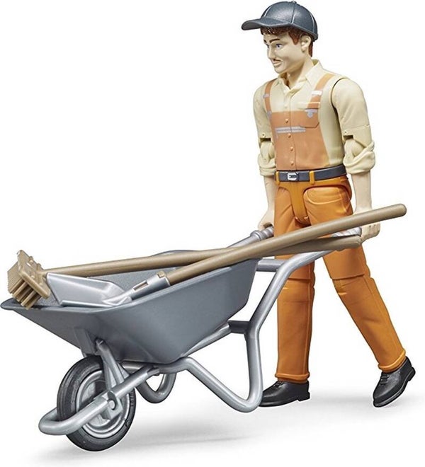 Bruder Gemeentewerker Met Accessoires Bruin 4-delig