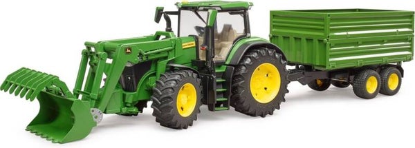 Bruder John Deere 7R 350 met voorlader en aanhanger (03155)