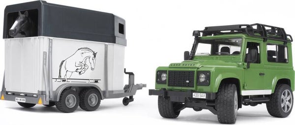 Bruder Land Rover Defender met paardentrailerr (02592)