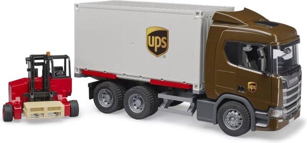 Bruder Scania Super 560R UPS Vwagen met vorkheftruck (03582)