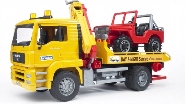 Bruder MAN TGA takelwagen met terreinwagen (02750)