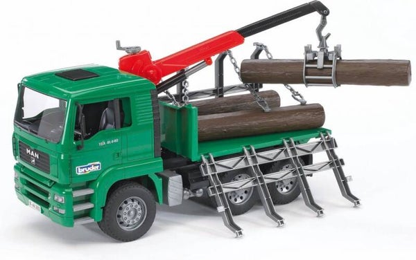 Bruder houttransporter MAN met kraan/boomstammen (02769)
