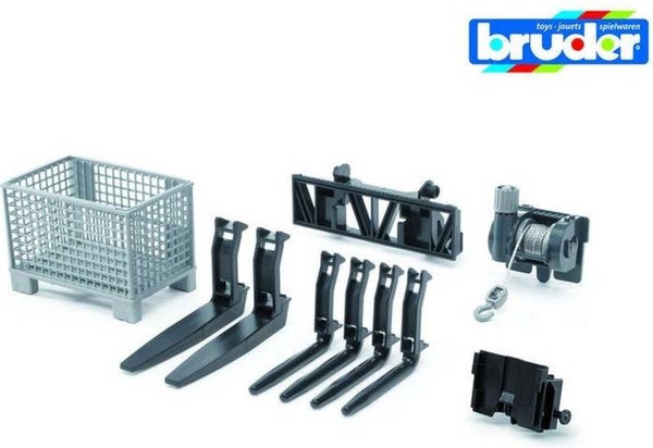 Bruder Frontlader onderdelen: touwhaspel/pallet/heftruckvork (02318)